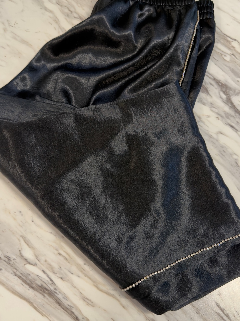 J Brand Black Satin Rhinestone Lounge Pants - Picture 5 of 10